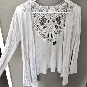 White Cardigan Lace Back